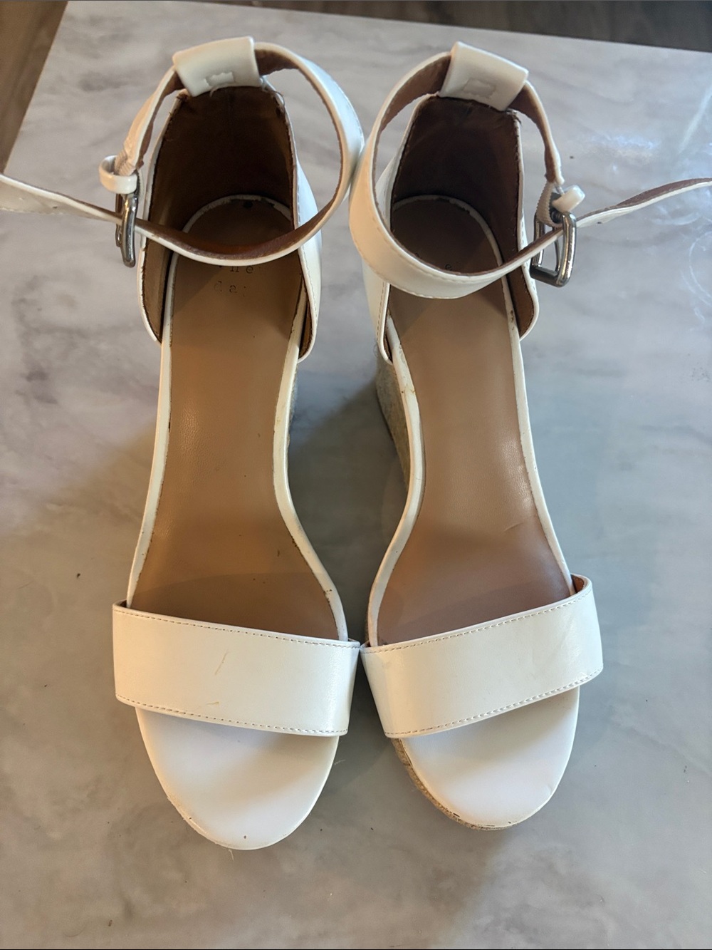 A.New Day Target Women’s White Ankle-Strap Wedge Sandals